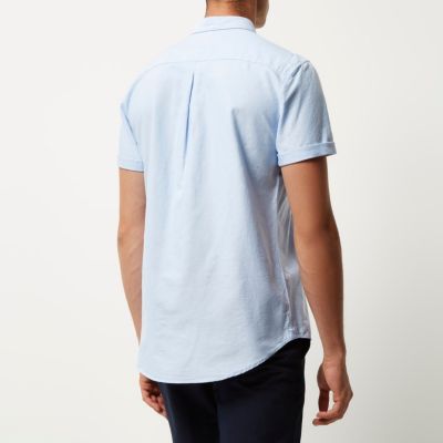 Light blue casual short sleeve Oxford shirt